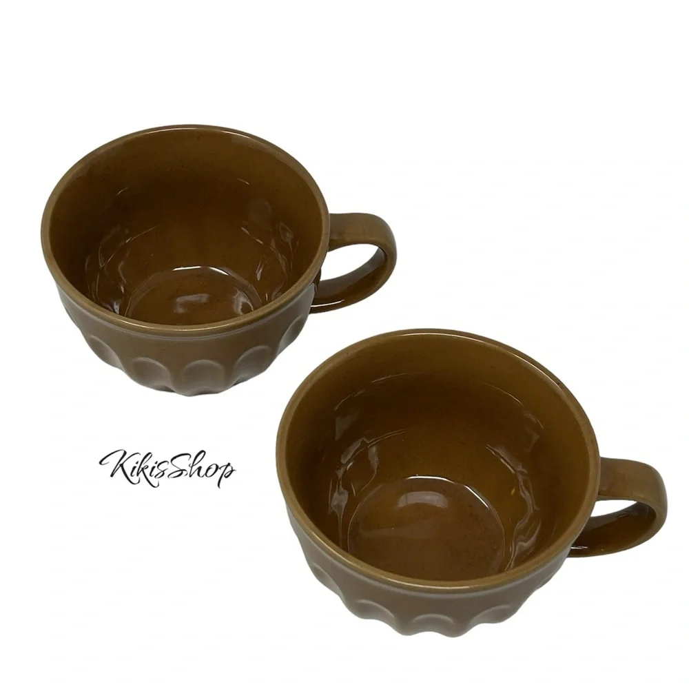Hearth & Hand Magnolia 15oz Fluted Stoneware Latte Mug Pumpkin Brown - Picture 4 of 5